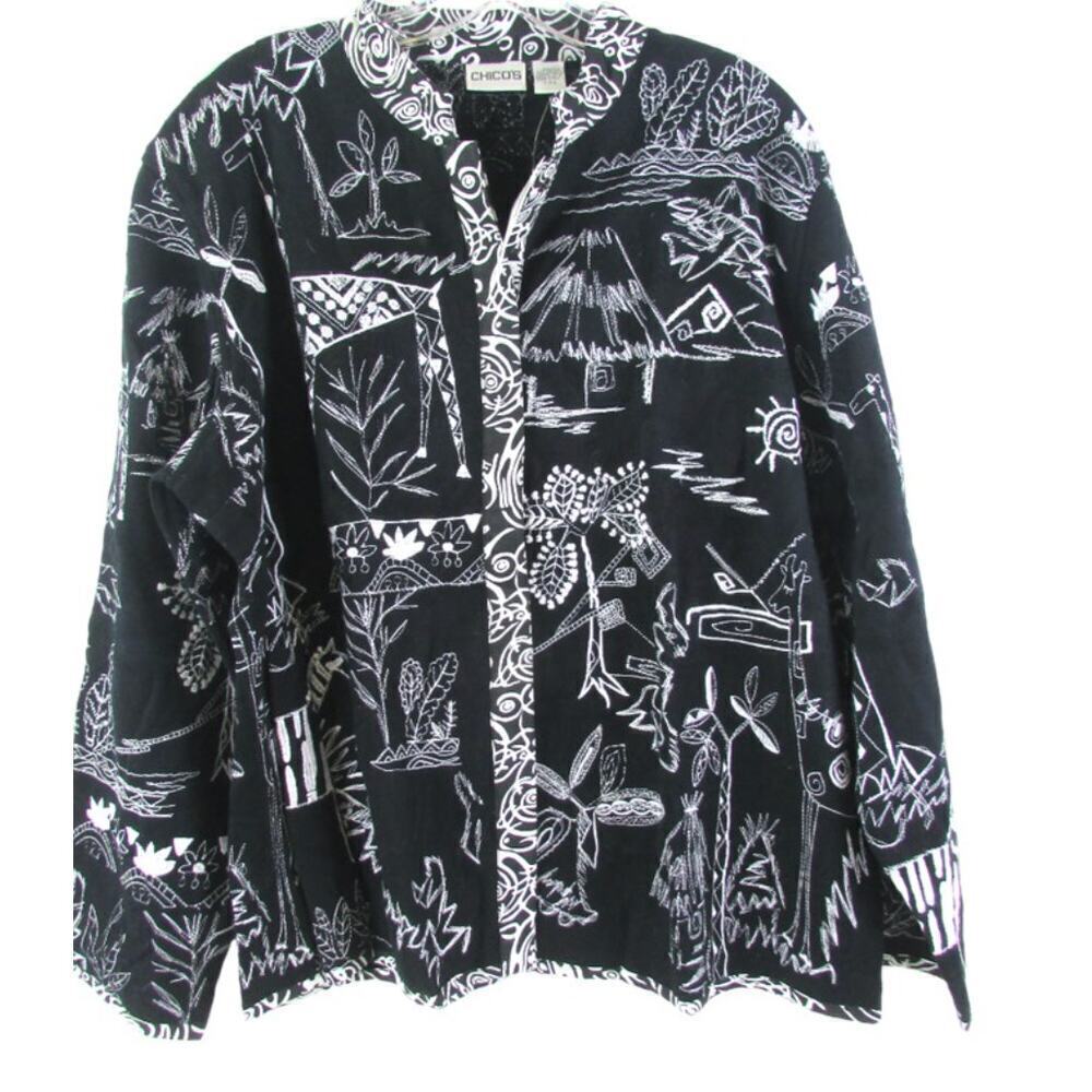 NWT Chicos Embroidered Dragon Jacket Island $128 3